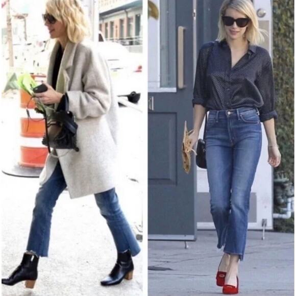 Mother Insider Crop Step Fray Jeans US 25 Not Rough Enough Blue Denim Raw Hem - Picture 3 of 14